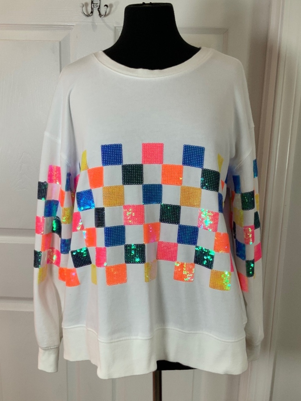 Fantastic Fawn Square Colorful Sequin Streetwear Party White Size Small - Picture 10 of 10